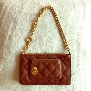 NWT Marc Jacobs brown quilted leather wristlet!